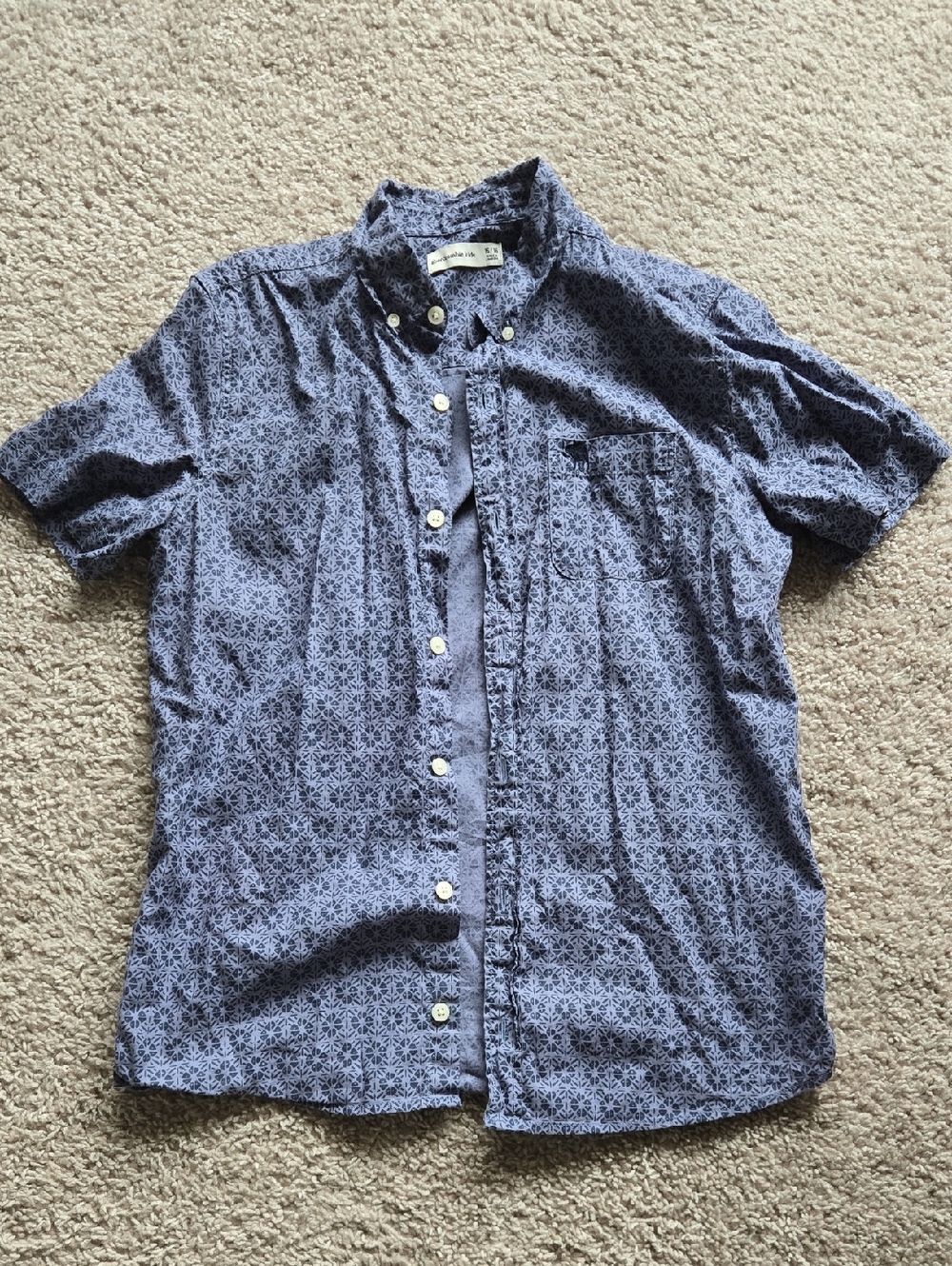 abercrombie kids Navy Blue Short-Sleeve Button-Down Shirt